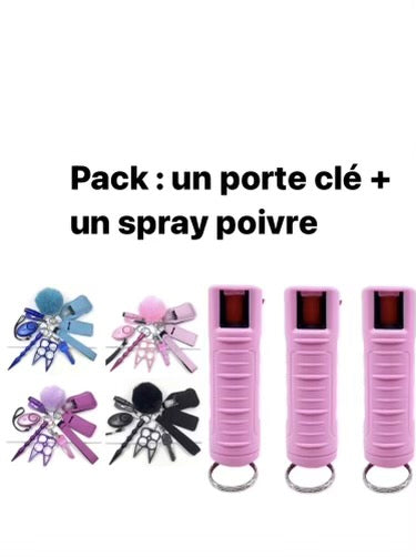 Pack porte clé + spray poivre selfdefense keychain with everythink